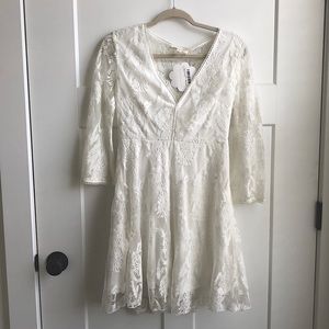 Ivory Lace White Mini Dress